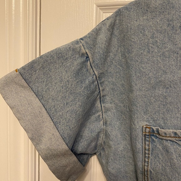 Zara women Denim Button Up Shorts Romper Jumpsuit Size Medium - Picture 5 of 10